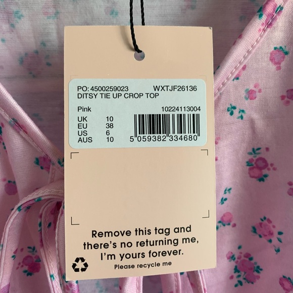 💕missguided pink floral tie front crop top💕 - Picture 3 of 3